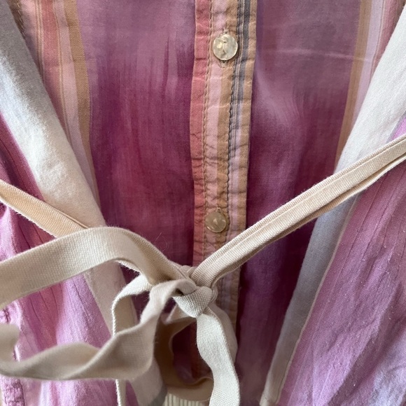 Gap Short Sleeve Pastel Button Blouse With Tie - Picture 5 of 7